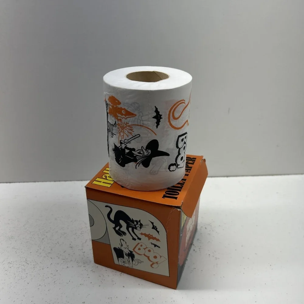 vintage 1990 NOS in box Halloween Toilet paper great for party cat bat Dracula